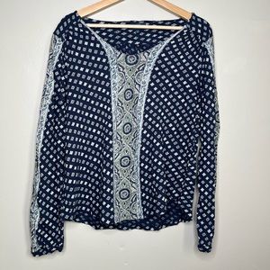 Lucky Brand Los Angeles V-neck Long Sleeve Blouse Size Small